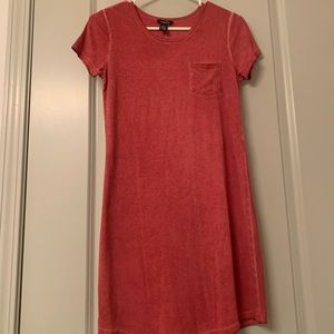 Red distressed T-shirt dress